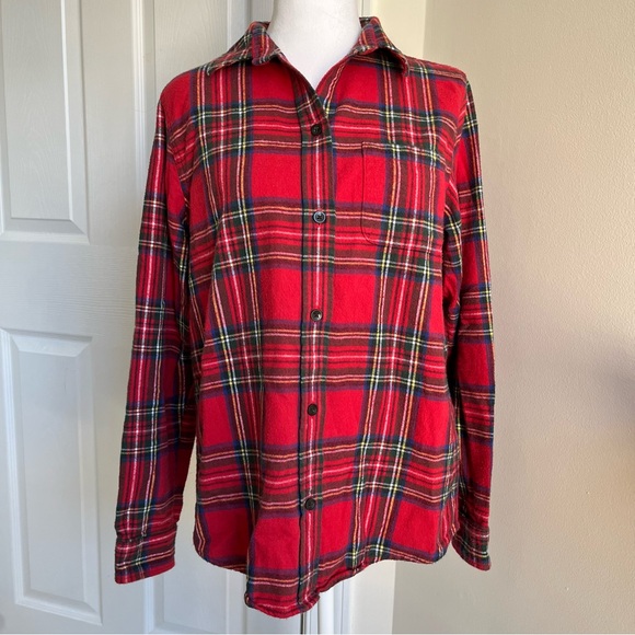 L.L.Bean LL Bean Long Sleeve Button Down Red Plaid Cotton Shirt Flannel Top S - Picture 2 of 6